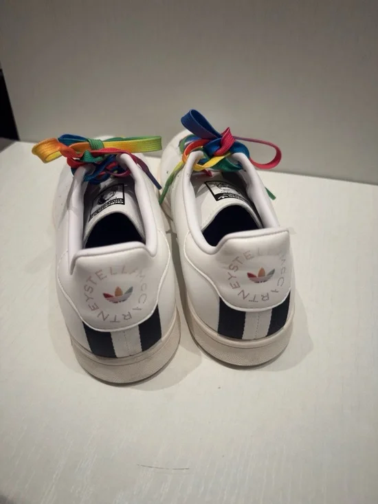 Adidas x Stella McCartney Stan Smith Sneakers Rainbow Laces White Size 9.5 Men - Picture 5 of 16